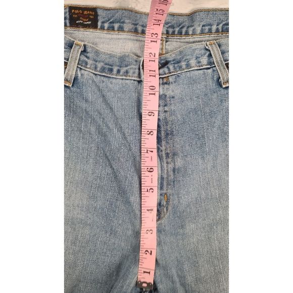 Polo Jeans 38 x 30 Straight Leg Ralph Lauren Light Blue Distressed Denim Hemmed - Picture 5 of 9